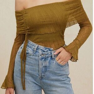 Elegant Olive Off-Shoulder Blouse